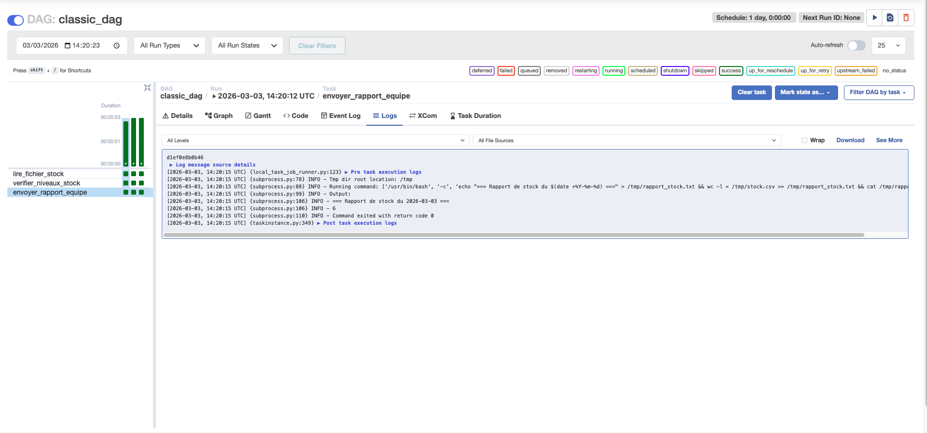 Vue Logs dans Airflow